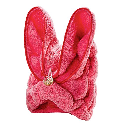 Bath Towel Hair Dry Hat Cap Hair Drying Towel Lady Bath Tool Rabbit Red