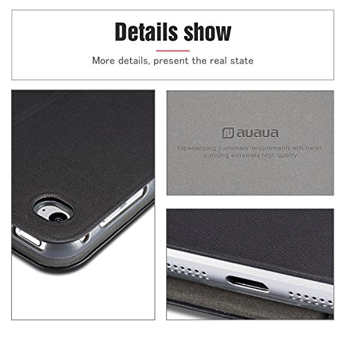 AUAUA iPad Air 2 Hülle, iPad Air 2 Leder Tasche Schutzhülle mit Auto aufwachen / Schlaf Funktion + Clear Schutzfolie (Gift) für Apple iPad Air 2 Zoll Apple Tablet - 8