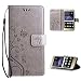 Produktbild Leathlux Schutzhülle P8 Lite 2017 Hülle Grau Vintage Blume Muster Premium PU Leder Schutzhülle Bookstyle Tasche Schale TPU Case mit Trageschlaufe Standfunktion für Huawei P8 Lite (2017) 5.2"