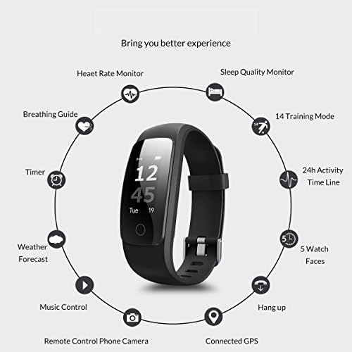 Smart Watch Waterproof IP67 Activity Tracker With Heart Rate Monitor - Fitness Tracker 0.96" OLED Screen Bluetooth 4.0 Pedometer Smartwatch Wireless USB charging Wristband Bracelet with Weather Forecast