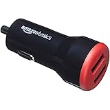 Amazon Basics Caricabatterie per telefoni da auto a 2 porte USB-A, 24 W (iPhone 15/14/13/12/11/X, Samsung e altri), senza tec