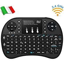 Rii Mini i8+ Wireless (Layout Italiano) - Mini Tastiera Retroilluminata con Mouse Touchpad per Smart TV, TV Box, Mini PC, Playstation, Xbox, Computer