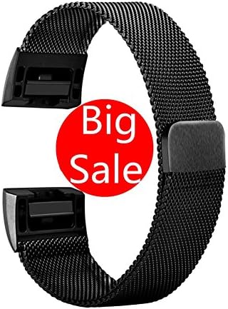 CUZOW Watch Wrist Strap Milanese Loop Replacement Straps for Fitbit Charge 2 (S, Black)
