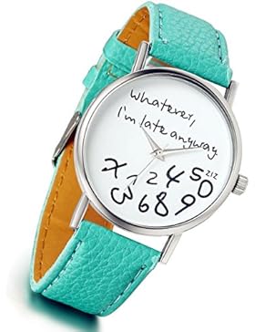 Lancardo Damen Leder Armbanduhr, Analog Quarz Lederband Uhr für Weibliche Studenten, helles grün