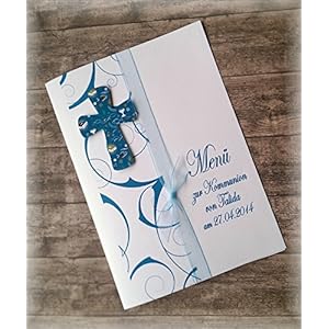 Menü Menükarte Speisekarte Kommunion Konfirmation Firmung Taufe Kreuz christliche Symbole petrol dunkel türkis