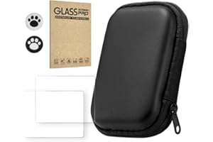 GENERIC Hard Carrying Case + 2 Screen Protector for R36S/R35S/RGB20S, Handheld Game Console Protective Case Shockproof Portable Travel Storage Bag (2PCS + Black)