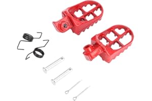 FISHAWK Footrest, Left/Right Aluminum Alloy 2PCS Motorcycle Foot Pegs, Red for Pit Bikes Dirt Bikes