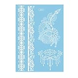 Pusheng 1pcs White Henna Ink Lace Flower Temporary Flash Tattoo Inspired Stickers