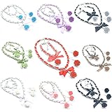  Time4-Charms Trachtenschmuck Dirndl Chunks Rosen Set 3 tlg. Kette mit Armband & Ohrstecker zum Oktoberfest Farbwahl (Rosen Set 3tlg. weiß - blau)