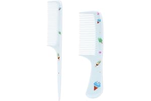 LASUROA 2 Szt Zestaw Grzebieni dla Niemowląt, Niebieski Słodki Lody Grzebień Małych Dzieci z Drobnymi Zębami i Ogonkiem Szczura Plastikowy Mała Szczotka do Włosów Niemowląt dla Dzieci