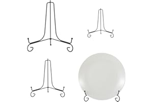 COMNICO 3 supporti pieghevoli per piatti in ferro nero di 3 dimensioni per esporre piatti decorativi da 10 a 15 cm x 20 cm, mini cavalletto per libri, cornici per foto, placca da tavolo e ciotole