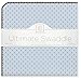 SwaddleDesigns Ultimate Swaddle Blanket, Premium Cotton Flannel, Brown Polka Dots, Pastel Blue