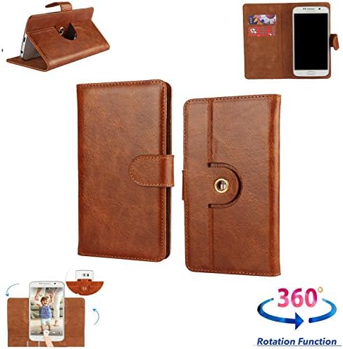 Genuine Leather Smartphone Book Cover Wallet Case With Card Holder For Cubot King Kong - 360 Brown 3