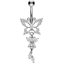 CASSIECA Set Da 9 Anelli Ombelico Clicker In Acciaio Chirurgico - Serpente, Farfalla E Cuore Inverso - Gioielli Corpo Per Donne