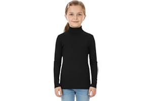 STAR FASHION Kids Turtle Neck Top Unisex Long Sleeve Polo Neck T-Shirt for Girls Boys Soft Stretchy Plain Base Layer School or Casual Wear Ages 5-13