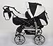 3-in-1 Travel System with Baby Pram, Car Seat, Pushchair & Accessories, Black & White