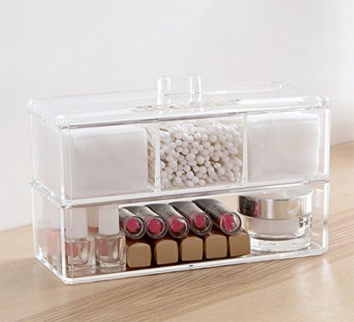 Choice Fun Acrylic Make Up Organiser Clear Plastic Drawer Organiser, 2 Tiers 4 Compartments