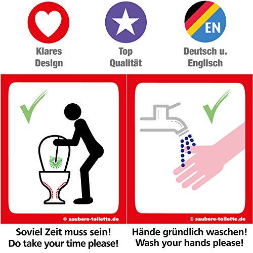 WC-Aufkleber Kombi: 2x Bitte im Sitzen pinkeln!, 2x Soviel Zeit muss sein!, Hände gründlich waschen! - 3