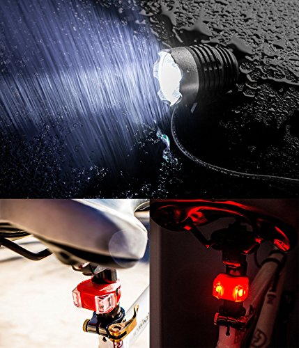 Jasonwell 2 IN 1 Cree XM-L2 LED Fahrradlicht,1800 Lm Ultra Hellen Wiederaufladbare Mountain Bike Fahrrad-Stirnlampe Kopflampe Taschenlampe und gratis Rücklicht – WASSERFEST & einfach zu montieren - 4