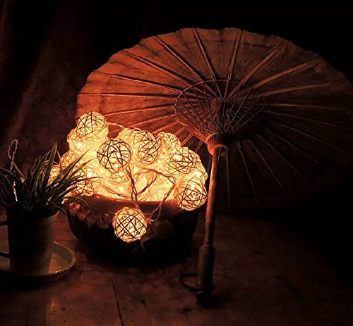 Dailyart® 13,8ft / 4.2m lange Rattan-Kugel-Schnur-Licht Sternenlicht für Gärten, Häuser, Hochzeit, Weihnachtsfeier, Batteriebetriebene (Warmweiß) - 3