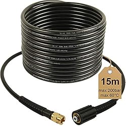 Rallonge de tuyau haute pression | 15 m, 200bar, 60 °C, M22 x 1,5 filetage intérieure/extérieure, NW 6 x 1 | Idéal pour nettoyeur haute pression