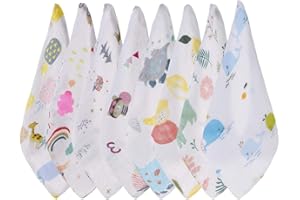 RUIYUNZHUZHU 8Pcs Muslin Cloths Muslin Cloths for Baby Muslin Squares Baby Soft Face Towels for Facial Cleaning and Makeup Removal 30 x 30cm