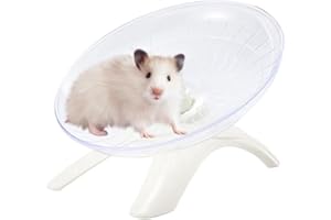 NIHTIAN Hamster Flying Saucer Silent Running Wheel, 12 Inch, Suitable for Guinea Pigs, Hamsters, Hedgehogs and Other Small Animals to Ensure Safe Exercise (White)
