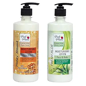 PINK PLUMS Luxurious Skin Care Deep Nourish Moisturising Honey Almond and Fresh Aloe Body Lotion for Dry Skin, COMBO (Pack-2) Each 500ml
