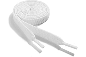 WELKOO Lacets Chaussures Plats pour Baskets, Lacets Plats pour Sneakers - Économiques, 8mm de Large, 1 paire ou 2 Paires. Plusieurs couleurs et longueurs disponibles largeur 8mm.