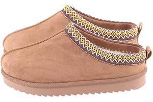 MIOBER Ladies Suede Slipper, Women's Slip On Indoor Platform Slippers,Faux Fur Warm,Plush Thermal with Anti-Skid Sole,Lined Outdoor Winter Boots