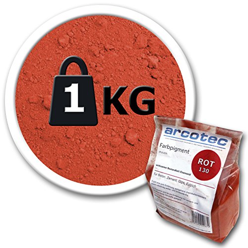 Pigmentpulver, Eisenoxid, Oxidfarbe - 1kg Farbpigmente für Beton + Wand - Farbe: rot/ziegel