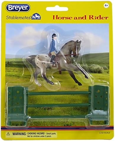 Breyer Stablemates Fancy Semi Leopard Show Jumping English Appaloosa Horse with Female Rider and Jump by REEVES INTERNATIONAL