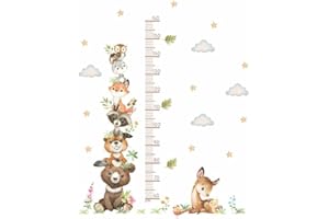 GXGM 1 Set Adesivi Murali Bambini,Metro da Parete per Bambini,Misura Altezza Bambini da Parete,Adesivo Murale Autoadesivo Animali della Foresta,Tabella di Altezza per Bambini per Decorazione(60-160 cm)