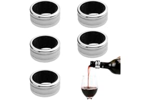 Fc'Noqgn 5 Piece Stainless Steel Drip Ring Dripper, Reusable Wine Bottle Ring, Leak Proof Verser Accessory, Bar Restaurant Home