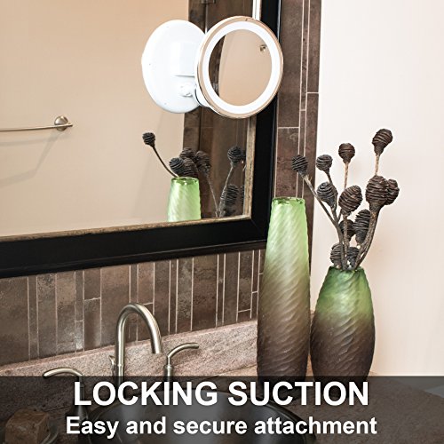 Fancii Tageslicht Kosmetikspiegel LED Beleuchtet mit 10-fach Vergrößerung, Dimmbares Licht, Starkem Saugnapf, 15cm Durchmesser, 360° Schwenkbar, Schminkspiegel mit Blendfreier Beleuchtung - 5