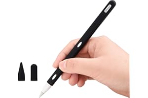 Teyomi Etui kompatybilne z Apple Pencil 2, ochronny silikonowy rękaw do Apple Pencil 2. generacji etui z 2 osłonami stalówki (czarny)