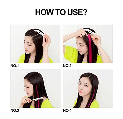 Haarverlängerungen, Perücken für Frauen, Clip-In-Extensions für komplette Haarverlängerung, 24Pcs/Set hitzebeständig Hair Piece Multi-Farben-Partei-Highlight auf dem Clip in Hair Fashion Beauty Salon Versorgung gerade (24 Colors) - 7
