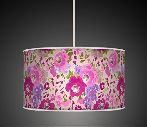 BOLD FLOWER HANDMADE LAMPSHADE PRINTED FABRIC PENDANT LIGHT FUSCHIA PINK