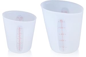 Ewwtrey Pack of 2 Silicone Measuring Cups Jugs, 250 ml/500 ml Epoxy Resin Mixing Cups with Clear Scale, Silicone Measuring Cups for Epoxy Resin Casting Moulds, DIY Handmade, Crafts, Laboratory,