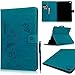 Price comparison product image For iPad Air 2(iPad 6) Yokata PU Leather Case With Flip Stand Cover, Embossed Bucolic View Flowers and Butterfly Stylish Design Wallet Case Card Cash Slot With Soft TPU Inner Case Protective Skin For Apple iPad Air 2(iPad 6) + 1 X Capacitive Pen - Blue