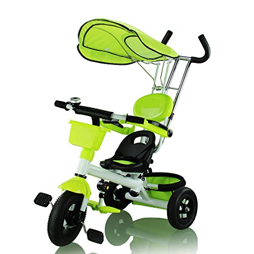 Preisvergleich Produktbild Neuest FASCOL® Hochwertig 2 Jahren Garatie Trike Kinderwagen Fahrrad-Dreirad mit Dach Lenkstange Kinder dreirad Bady Kleinkinder Fahrrad Kinderfahrzeug, Grün