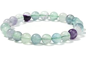 Landorilo Bracciale in Pietra Semipreziose Naturale Fatto a Mano Elastico per Donna Uomo, 8MM Pietre Gemme Rotonde Altamente Lucide Bracciali Yoga, Braccialetti Chakra