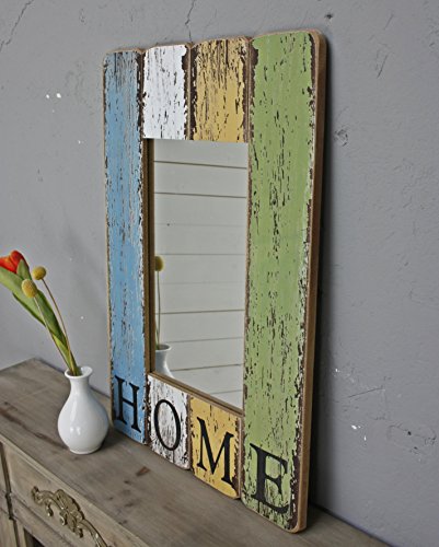 60x40x2cm Spiegel bunt HOME Wandspiegel Schminkspiegel HOLZ Landhaus Holzrahmen Badspiegel - 2