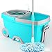 Produktbild TY&WJ Rotierender bodenwischer Und eimer Dual-laufwerk Für Home Küche Boden Reinigung Nass Trocken-nutzung auf hartholz & fliese Bodenwischer 2 mikrofaser wischmopp-köpfe-Hellblau blau 49x29x27cm(19x11x11inch)