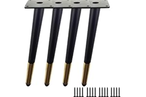 TempFoo Piedini per Mobili in Metallo 4 Pezzi Gambe per Mobili Cono Inclinati Con Base in Gomma Antiscivolo Fai da te per Mobile Tv Divano Mobile Tavolino Stile Medievale Oro Nero (25 cm)