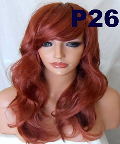 SELECT FROM 157 WIGS (All Prime) Long Medium Curly Straight Wavy Costume Party Halloween Wigs for Women Real Natural Fringe Full Head Ladies Adult Hairpiece Hair Wigs (P26 - Copper Red)