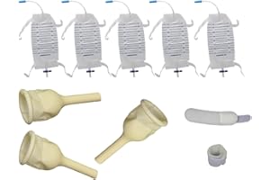TOPMED ETS Complete Kit Urinary 25 Rubber Condom Catheters External Self-Sea + 5 Leg Bag 750ml + Straps with a 5.9 inch 15 cm Tube + 1 Count Safe and Secure Strap is a Foam Strap (Small 20 mm 0.8 Inch)