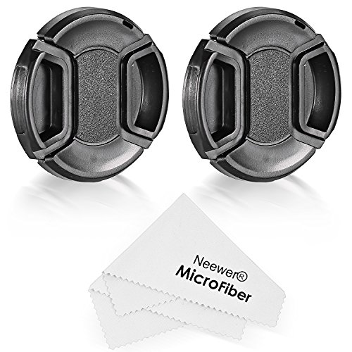 Neewer Set Bouchon d objectif pour Nikon D3200  D3100  D3000  D5200  D5100  D5000  D90  D80  D60  D40  Appareil photo reflex num  rique  Kit contient     2  x de 52  mm Centre Pinch Bouchon d objectif   2  x Bouchon d objectif Lin   1  x Chiffon de nettoyage Microfibre