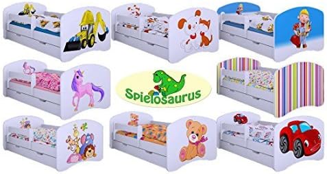 Child Smiling Car with Drawers and Mattress Available in a Range of Colours