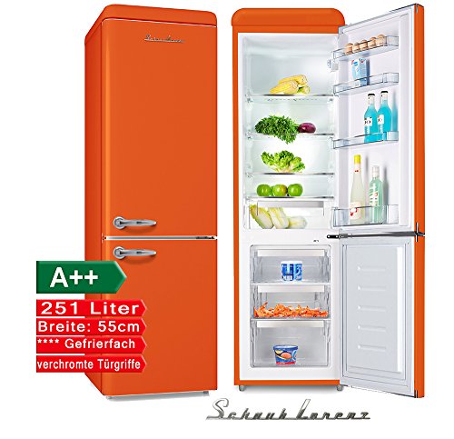 Schaub Lorenz SL250O Retro Khl-Gefrier-Kombination Orange EEK: A++ 55cm breit, 251 Liter 4**** Gefrierteil 181,5cm hoch